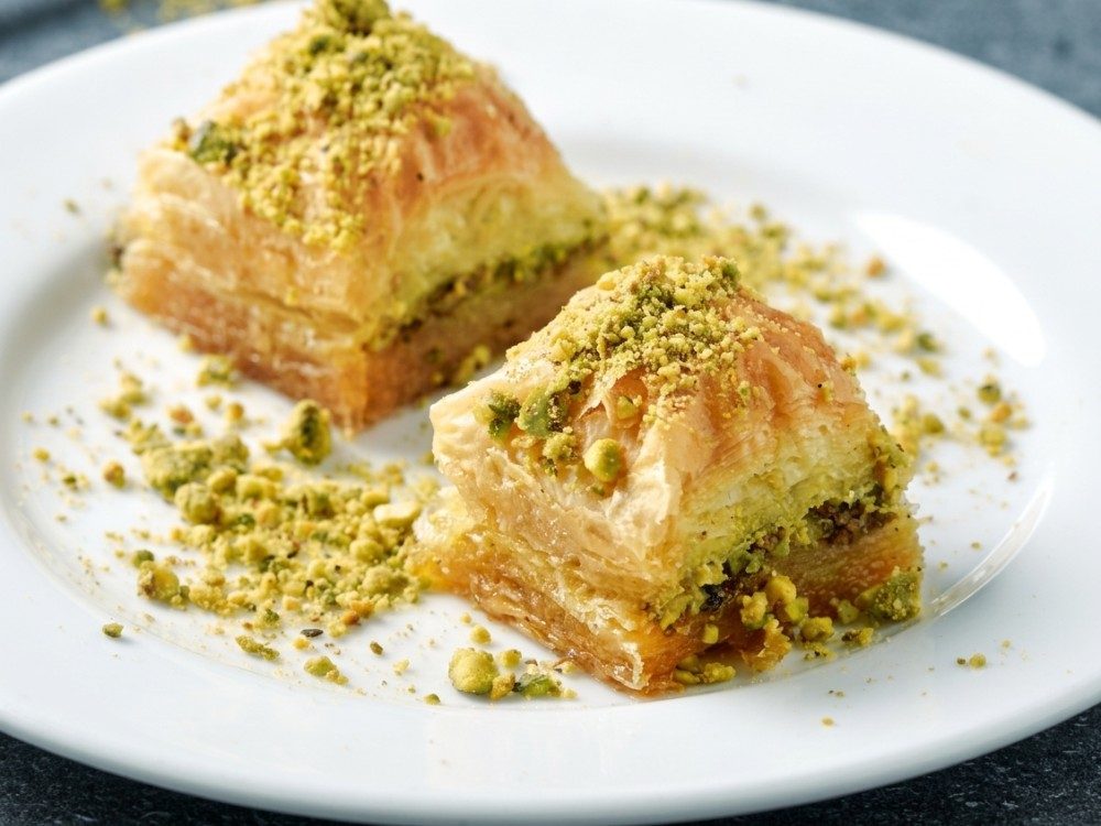 Hand-rolled pistachio baklava